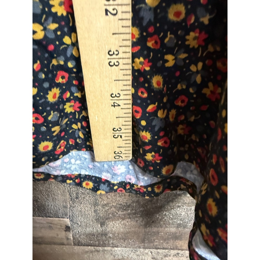 Maeve Anthropologie Mixed Floral Button Front Mini Dress Black Long Sleeve Sz 6 - Picture 3 of 9